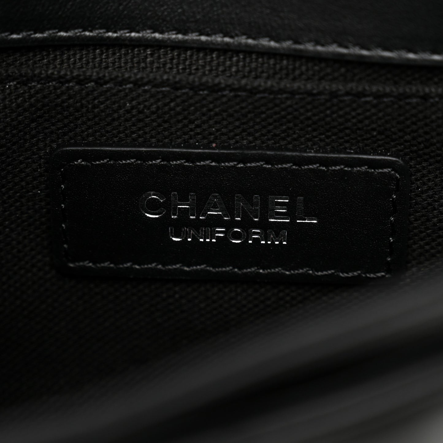 Calfskin Quilted CC Uniform Flap Belt Bag Black