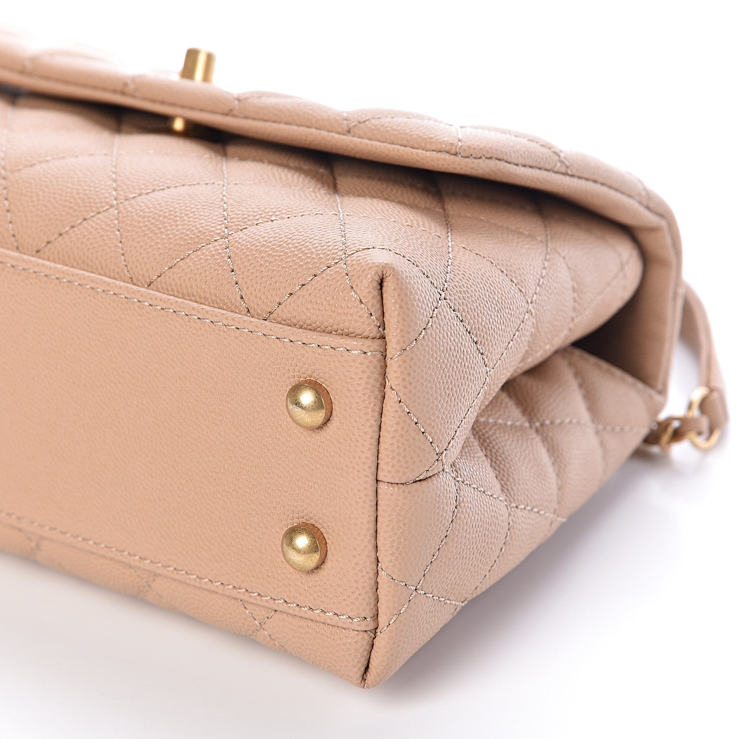 Chanel Caviar Lizard Embossed Quilted Mini Coco Handle Flap Beige 10 of 11