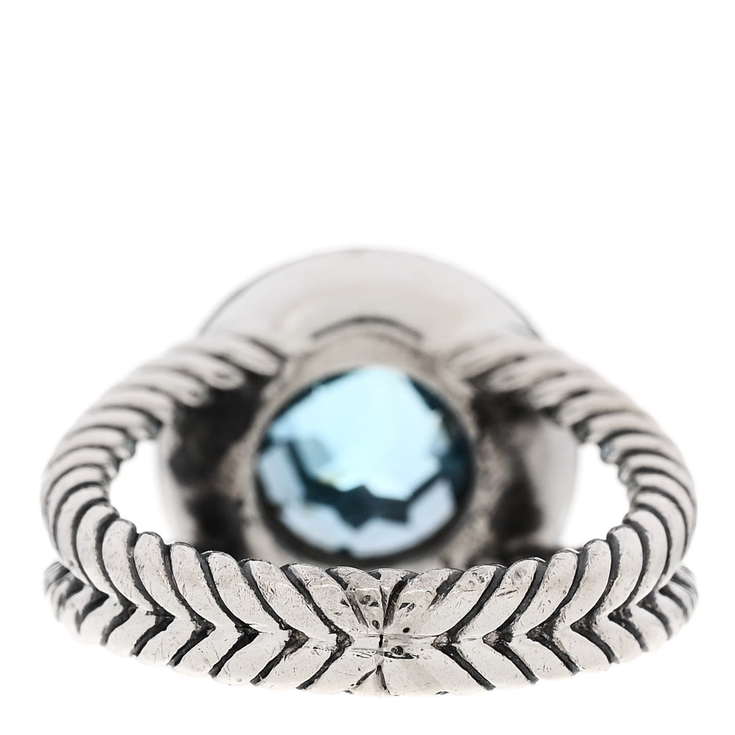Sterling Silver Blue Topaz Sapphire 8mm Petite Cerise Ring 49 5