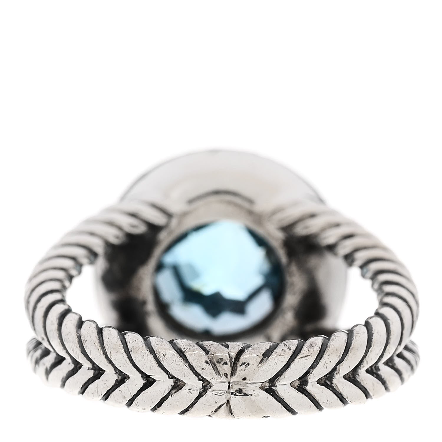 David Yurman Sterling Silver Blue Topaz Sapphire 8mm Petite Cerise Ring 49 5 4 of 5
