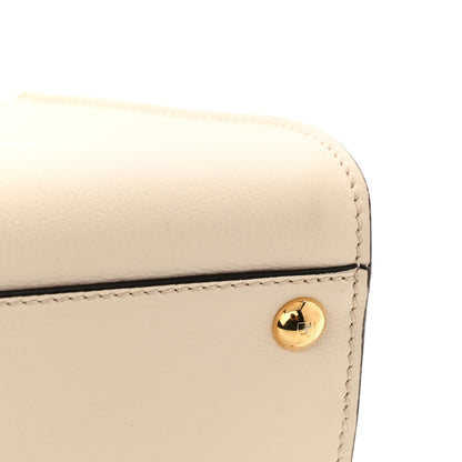 Fendi Vitello Seta Suede FF Mini Peekaboo Iconic Satchel Uovo Sigaro Marrone 6 of 10