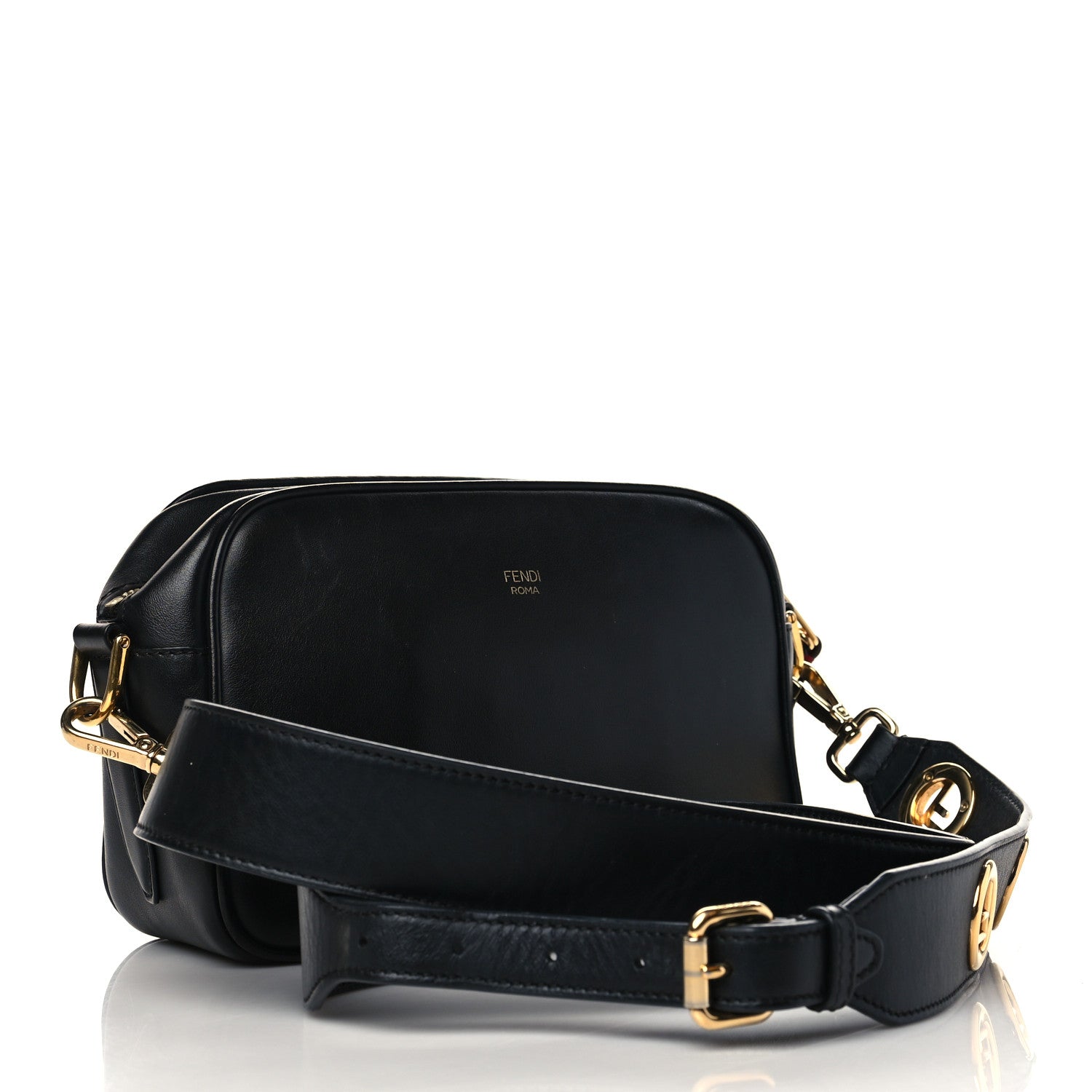 Fendi Vitello Century F is Fendi Bi-Color FF 1974 Embossed Camera Case Maya Black 3 of 11