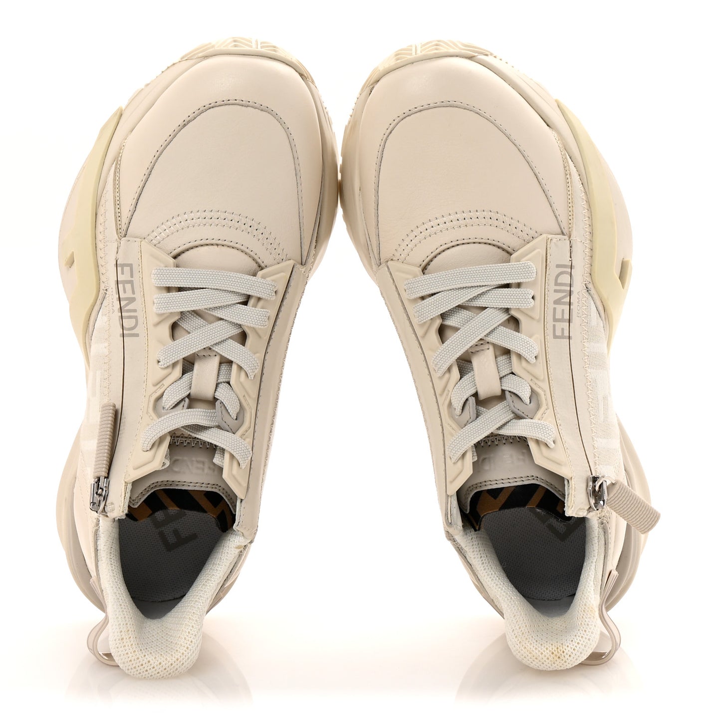 Calfskin Fabric FF Fendi Flow Low Top Sneakers 36 White
