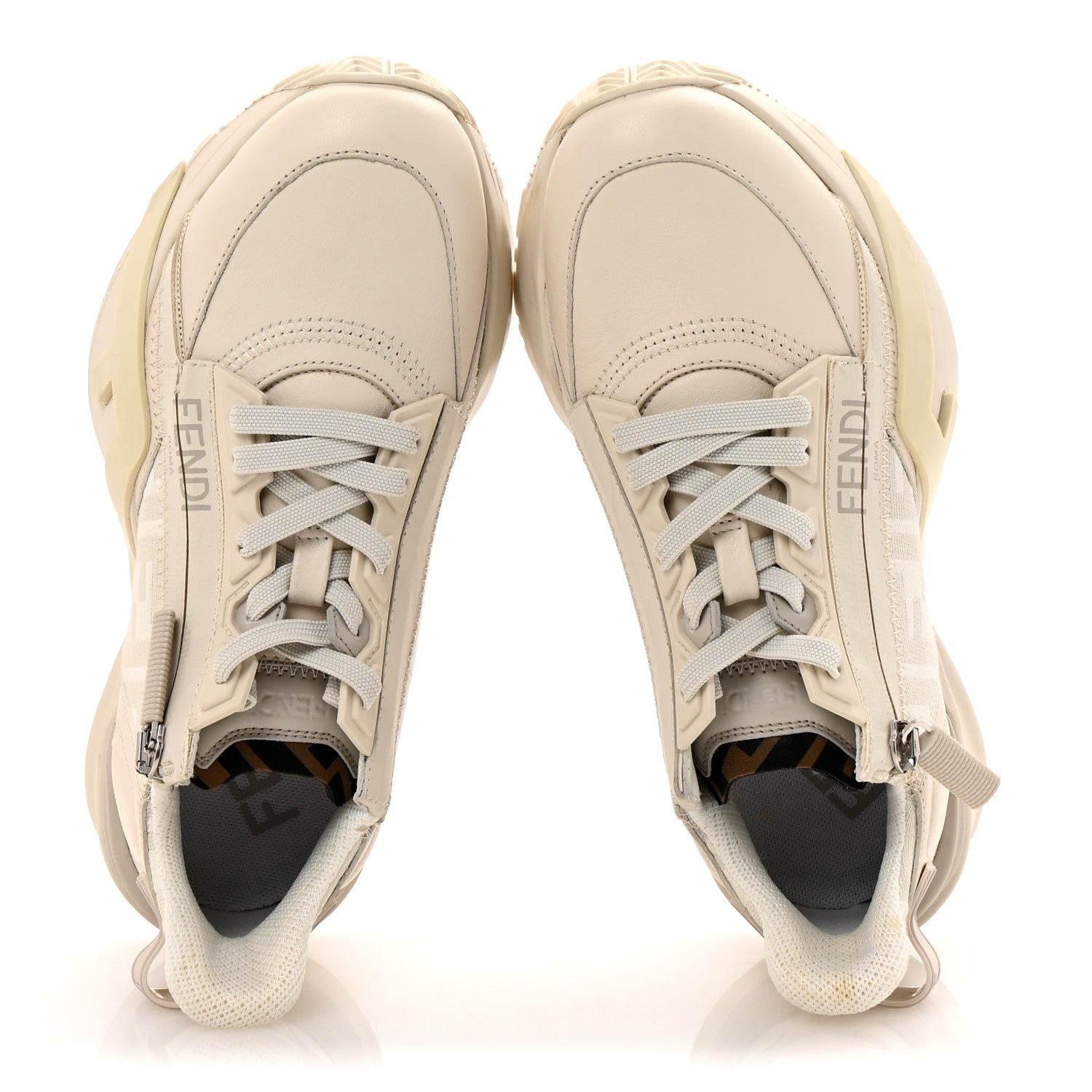 Fendi Calfskin Fabric FF Fendi Flow Low Top Sneakers 36 White 2 of 10