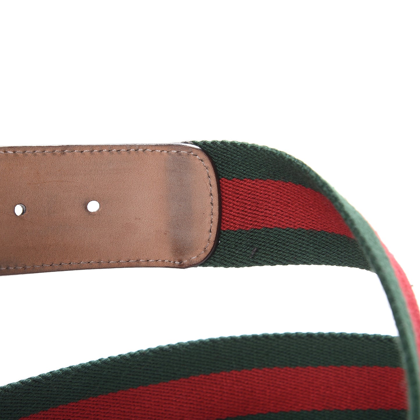 Nylon Textured Calfskin Double G Web 40mm Belt 90 36 Green Red Dark Cocoa