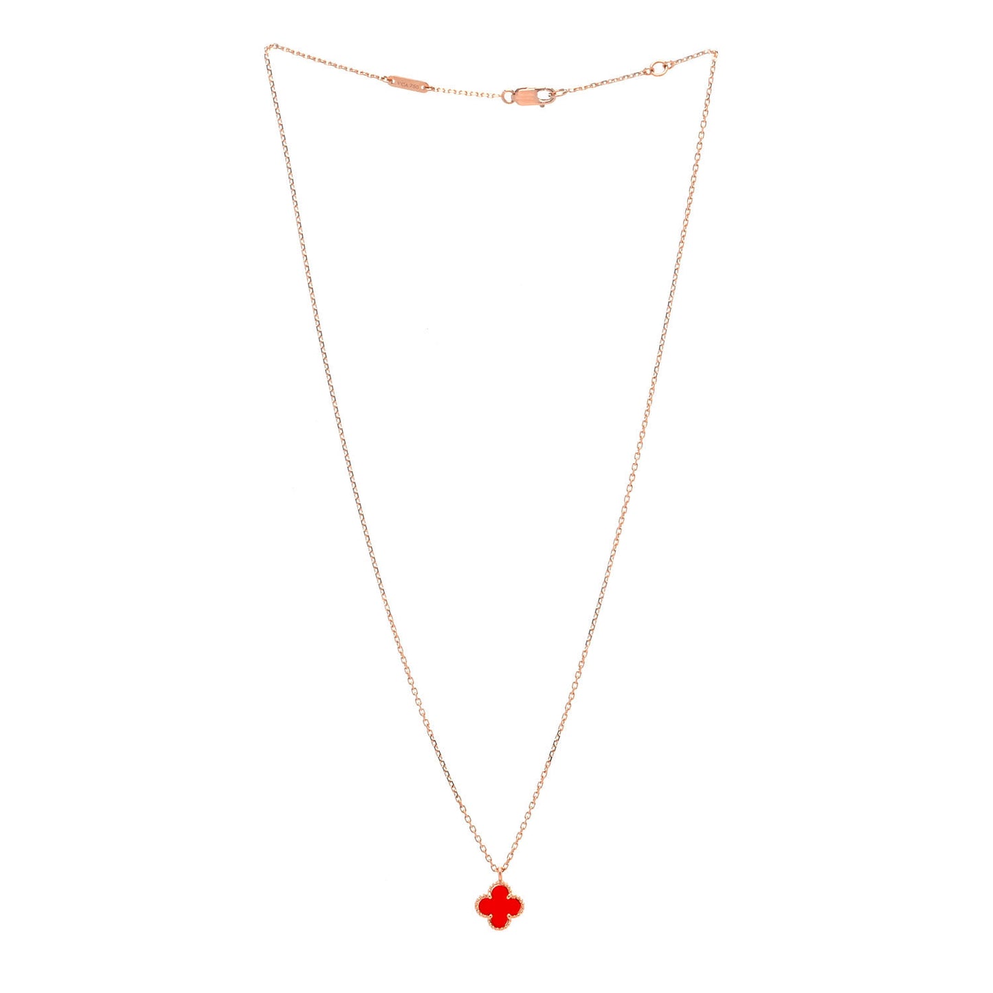 18K Rose Gold Carnelian Sweet Alhambra Pendant Necklace