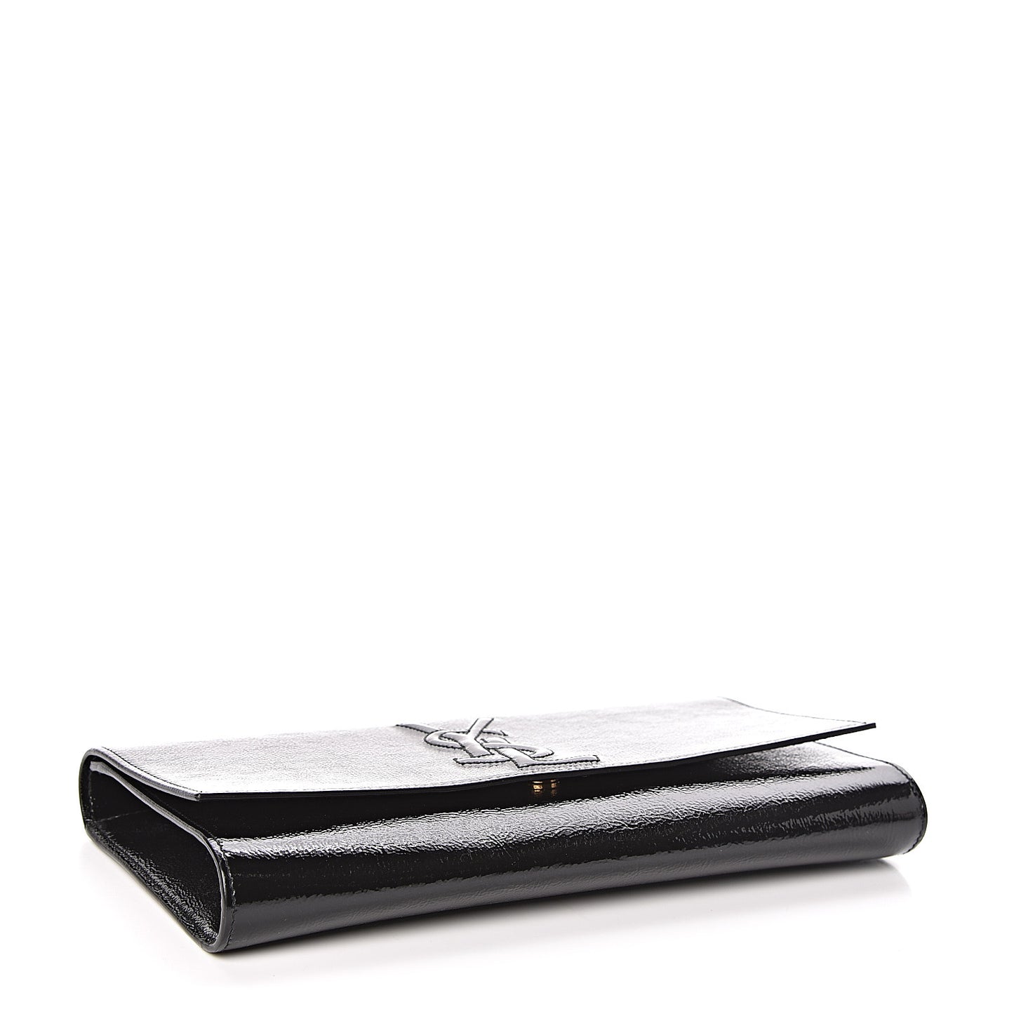 Textured Patent Monogram Large Belle De Jour Clutch Black