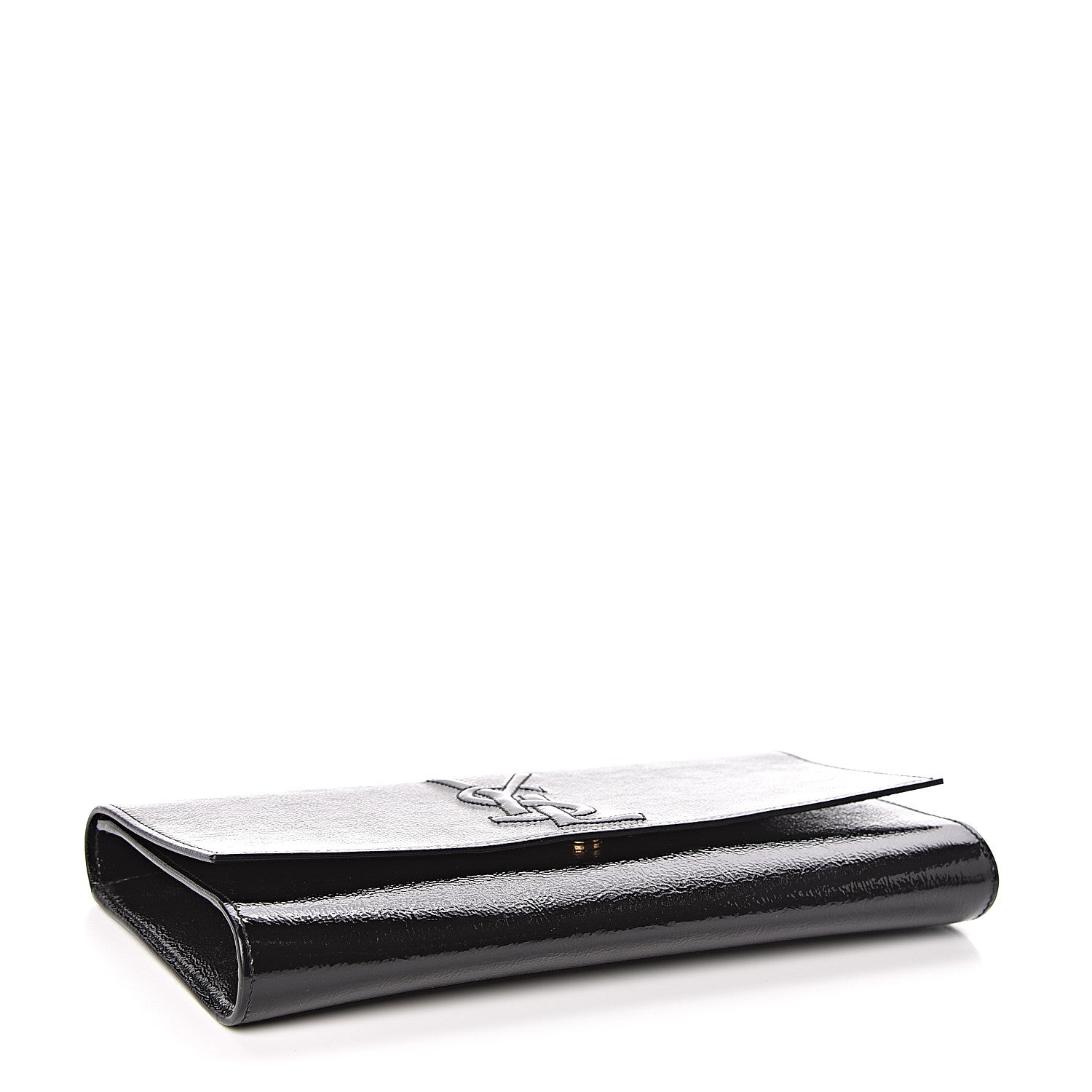 Saint Laurent Textured Patent Monogram Large Belle De Jour Clutch Black 4 of 10