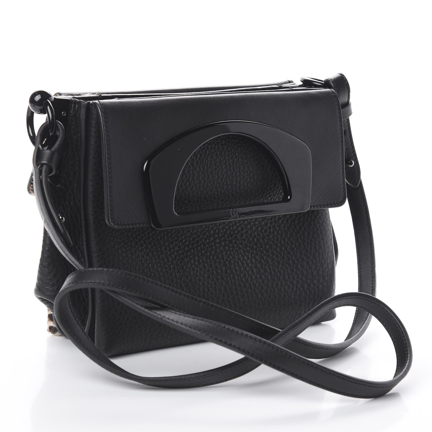 Christian Louboutin Calf Hair Leopard Print Passage Messenger Bag Black 2 of 8