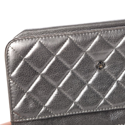 Chanel Metallic Calfskin Quilted Boy Wallet On Chain WOC Silver 12 of 13