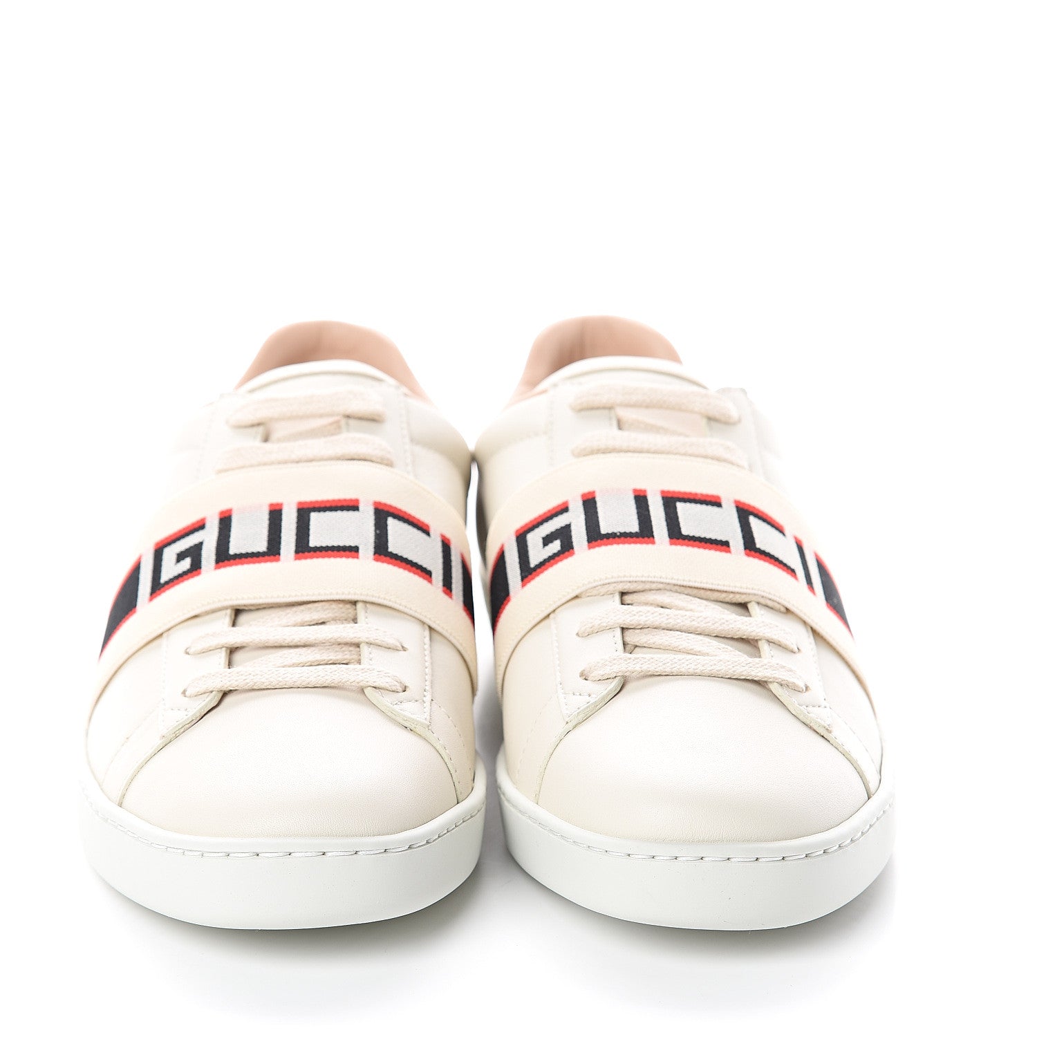 Gucci Calfskin Stripe Womens New Ace Sneakers 38 New Mystic White Ecru Red Flame 2 of 7