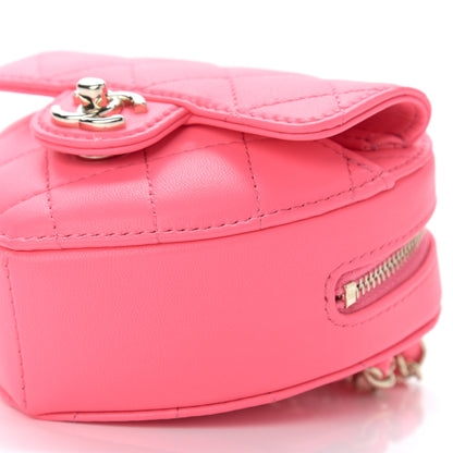 Chanel Lambskin Quilted CC In Love Heart Waist Belt Bag With Chain Pink 10 of 11