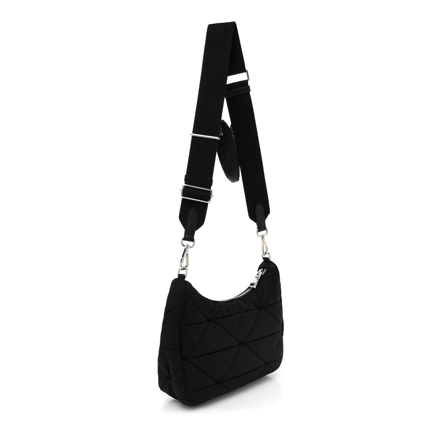 Prada Re-Nylon Triangle Padded Patchwork Shoulder Bag Black 2 of 8