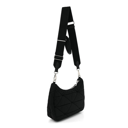 Prada Re-Nylon Triangle Padded Patchwork Shoulder Bag Black 2 of 8