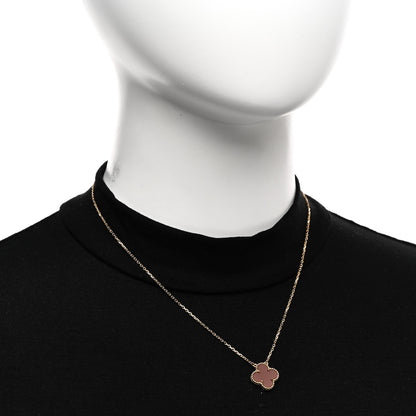 Van Cleef & Arpels 18K Yellow Gold Carnelian Vintage Alhambra Pendant Necklace 2 of 5