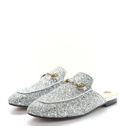 Gucci Glitter Womens Princetown Slippers 39 Silver 3 of 9
