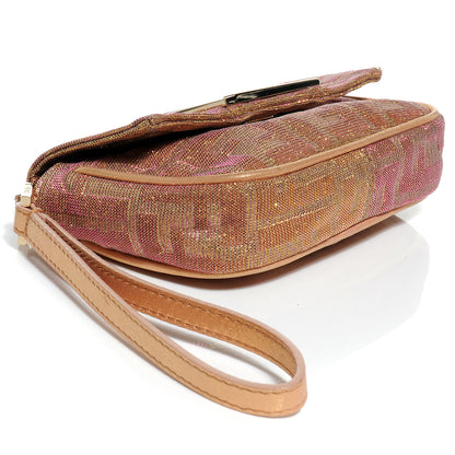 Fendi Metallic Lurex Zucca Wristlet Arancio 4 of 9