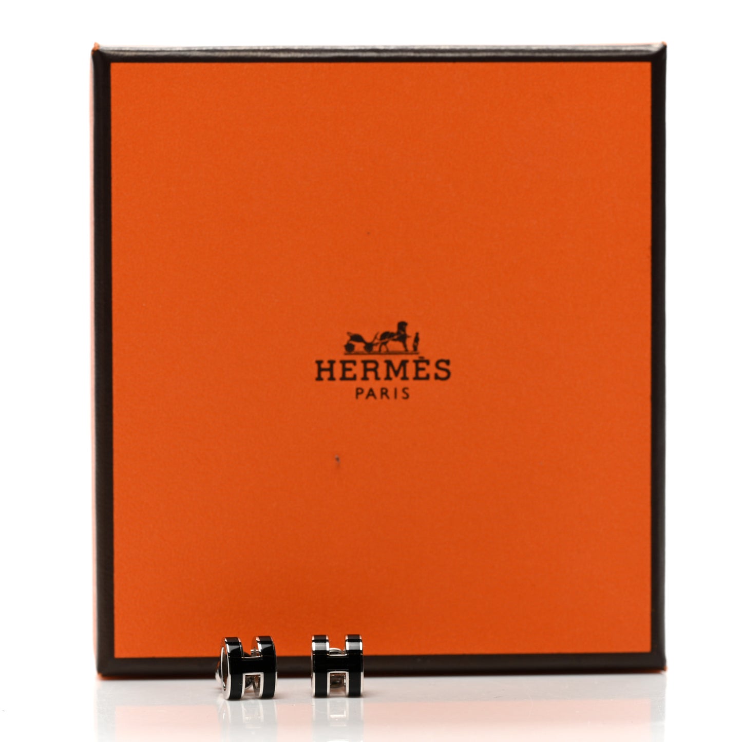 Palladium Lacquered Mini Pop H Earrings Black