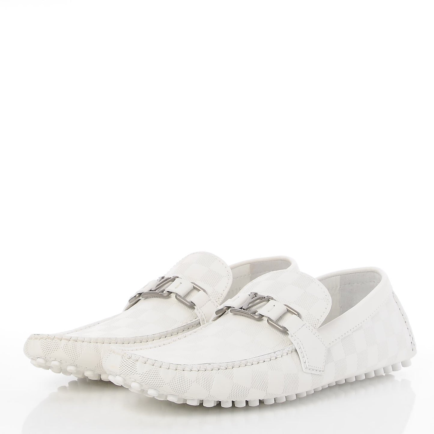 Mens Damier Infini Hockenheim Moccasin Loafers 9 White