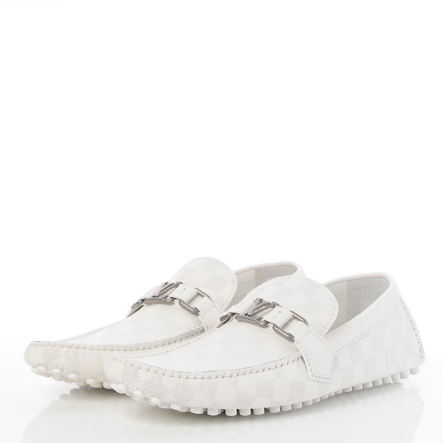 Louis Vuitton Mens Damier Infini Hockenheim Moccasin Loafers 9 White 3 of 10