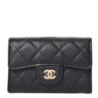 Chanel Caviar Quilted Flap Card Holder Wallet Black 1 of 9