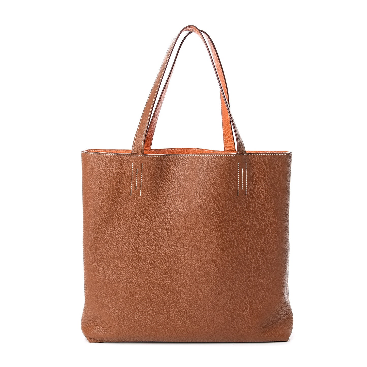 Taurillon Clemence Double Sens 36 Reversible Tote Orange Gold