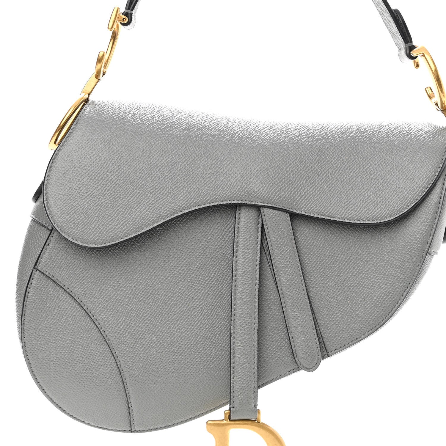 Christian Dior Grained Calfskin Saddle Bag Grey 8 of 10