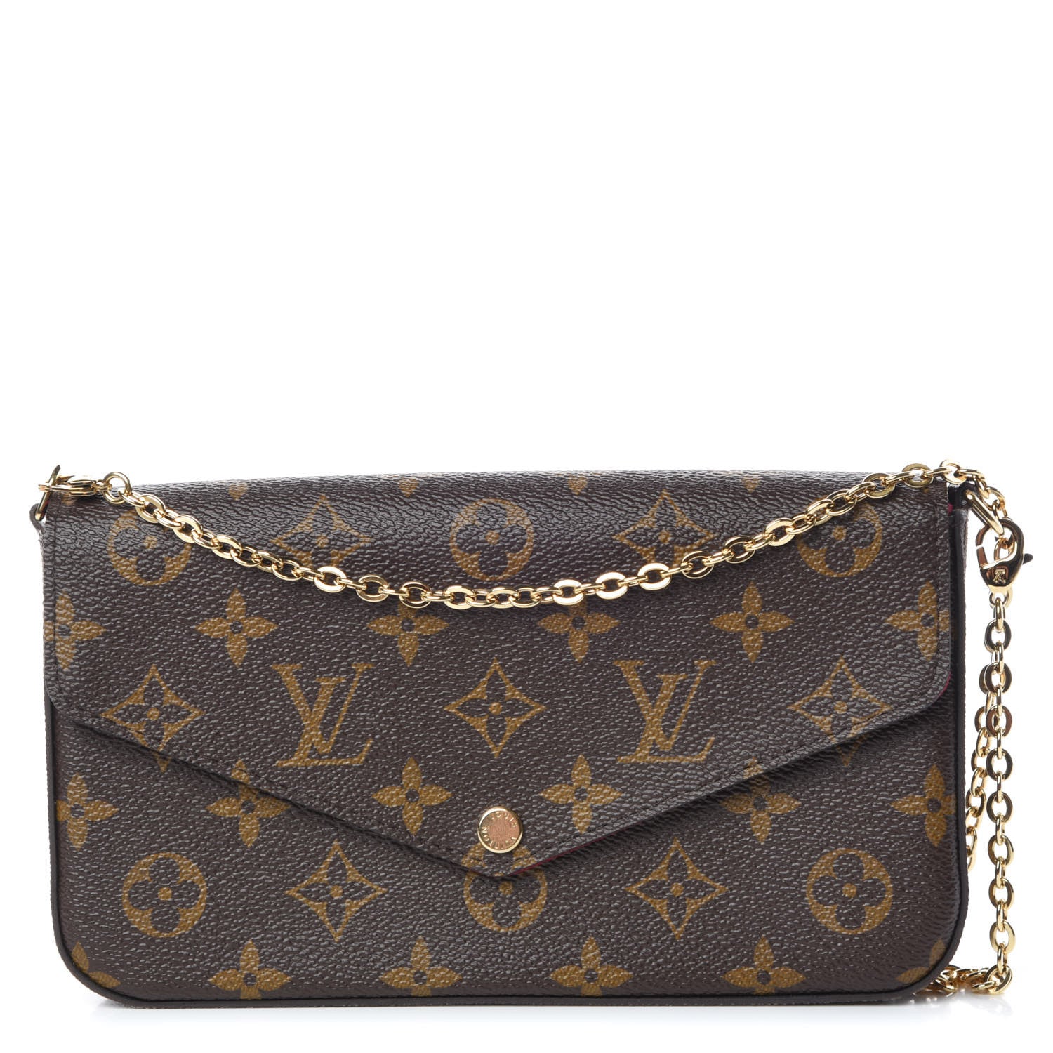 Louis Vuitton Monogram Pochette Felicie Chain Wallet Fuchsia 1 of 13