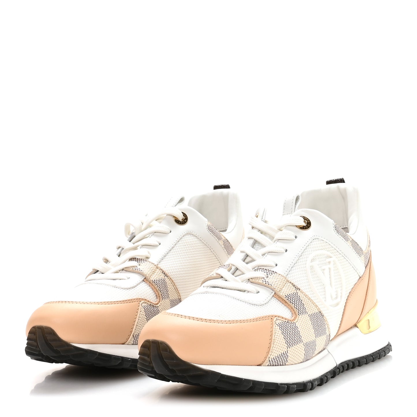 Calfskin Damier Azur Run Away Sneakers 38 White
