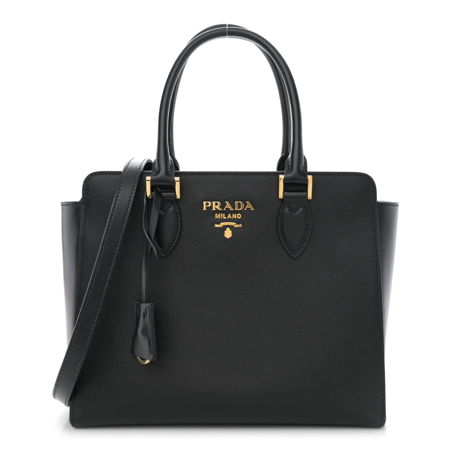 Prada Saffiano Soft Calfskin Small Zippered Tote Black 1 of 11