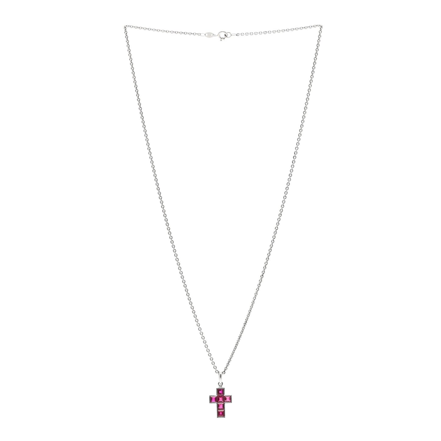 Platinum Ruby Cross Pendant Necklace