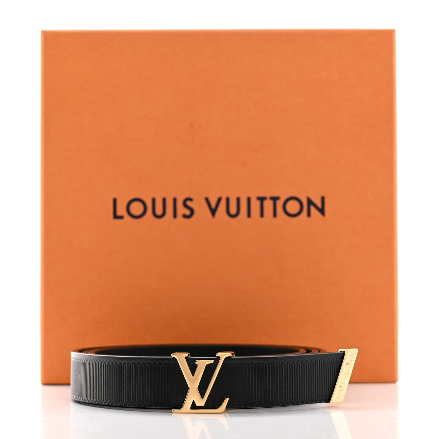 Calfskin Embossed LV Initiales Belt 85 34 Black