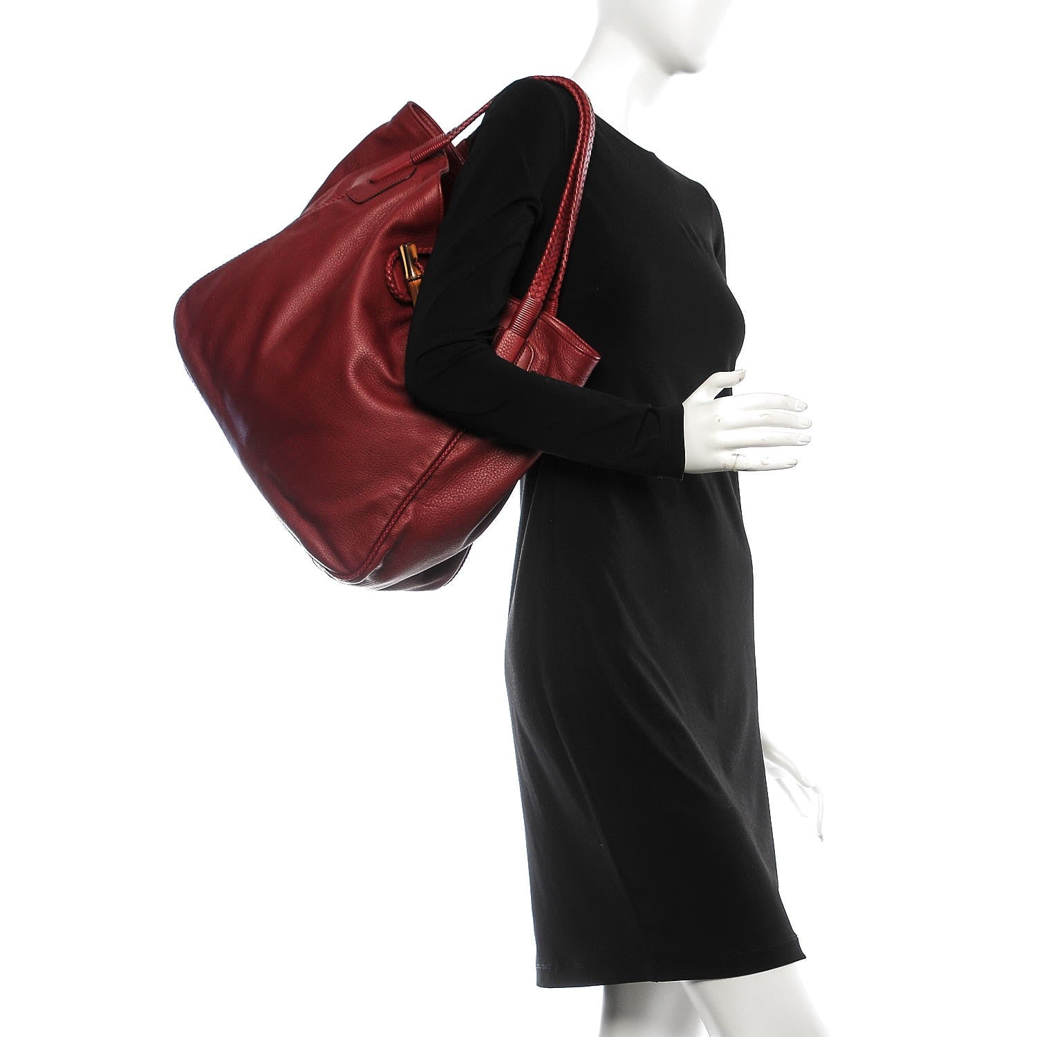 Gucci Deerskin Large Hip Bamboo Shoulder Bag Raspberry Candy 2 of 8