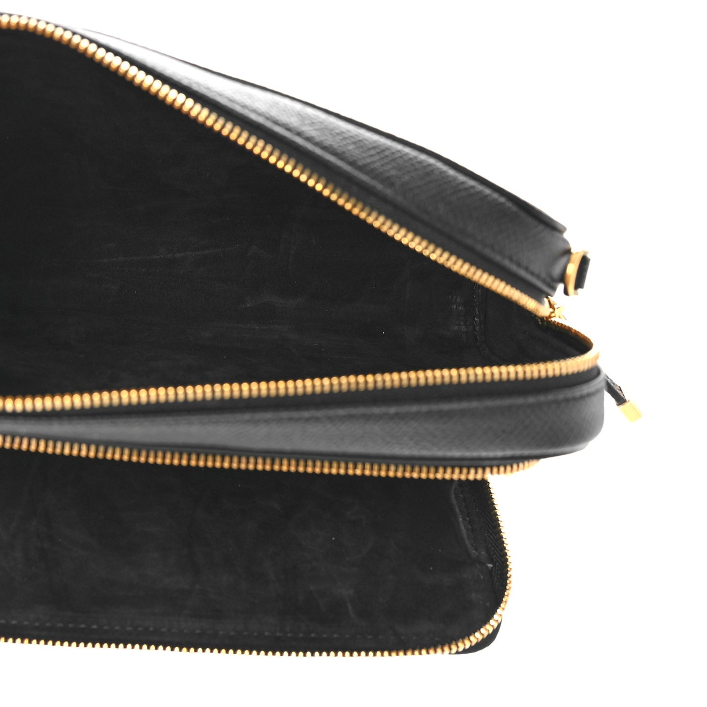 Grained Calfskin Caro Double Pouch Black