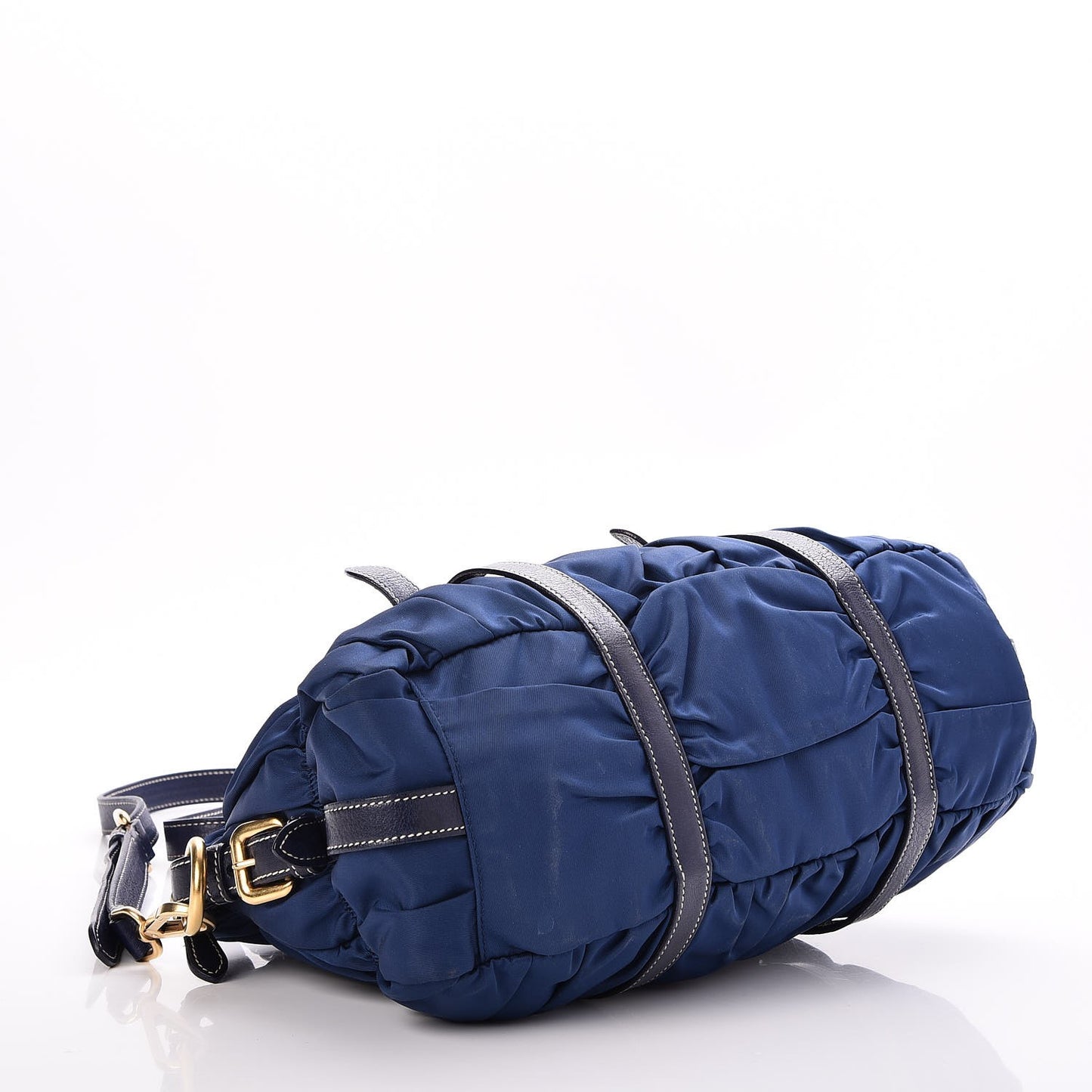 Tessuto Nylon Nappa Braided Gaufre Shoulder Bag Bleuette
