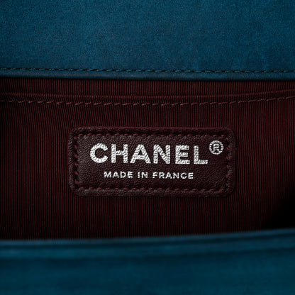 Chanel Nubuck Chevron Quilted Medium Boy Flap Blue 6 of 12