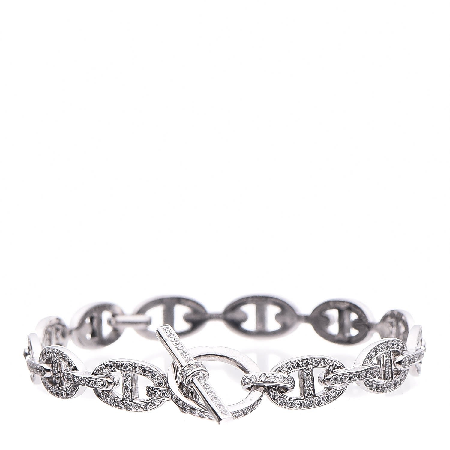 Hermes 18K White Gold Diamond PM Chaine d'Ancre Enchainee Bracelet SH 1 of 7