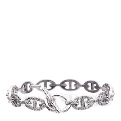 Hermes 18K White Gold Diamond PM Chaine d'Ancre Enchainee Bracelet SH 1 of 7