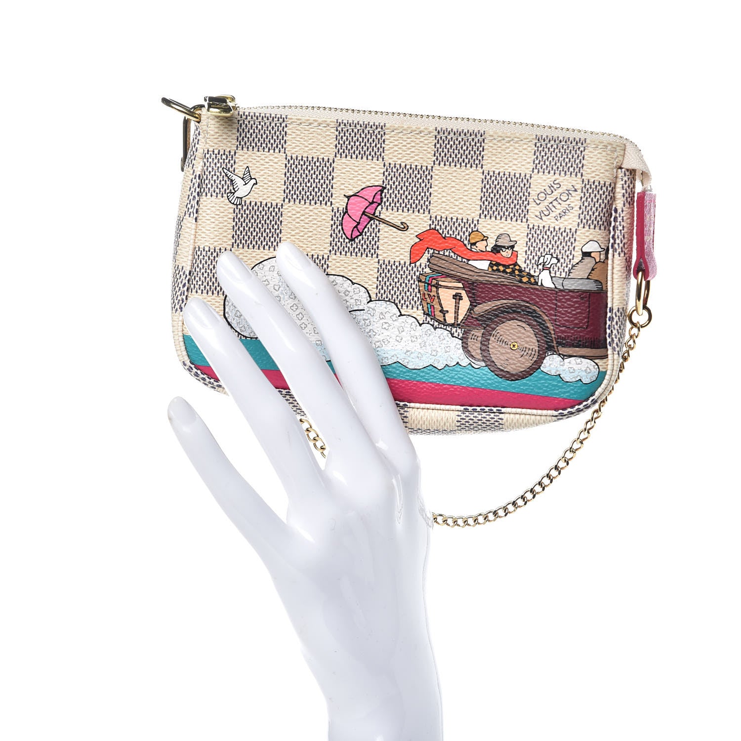 Louis Vuitton Damier Azur 2015 Christmas Animation Mini Pochette Accessories 2 of 8
