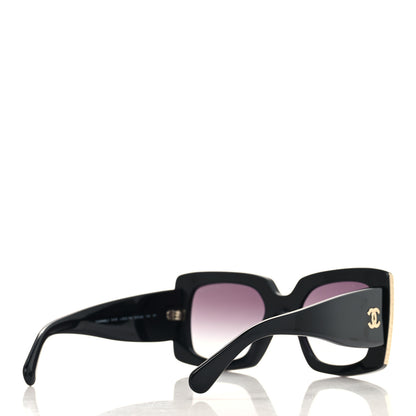 Chanel Acetate Rectangle Sunglasses 5435 Black 4 of 8