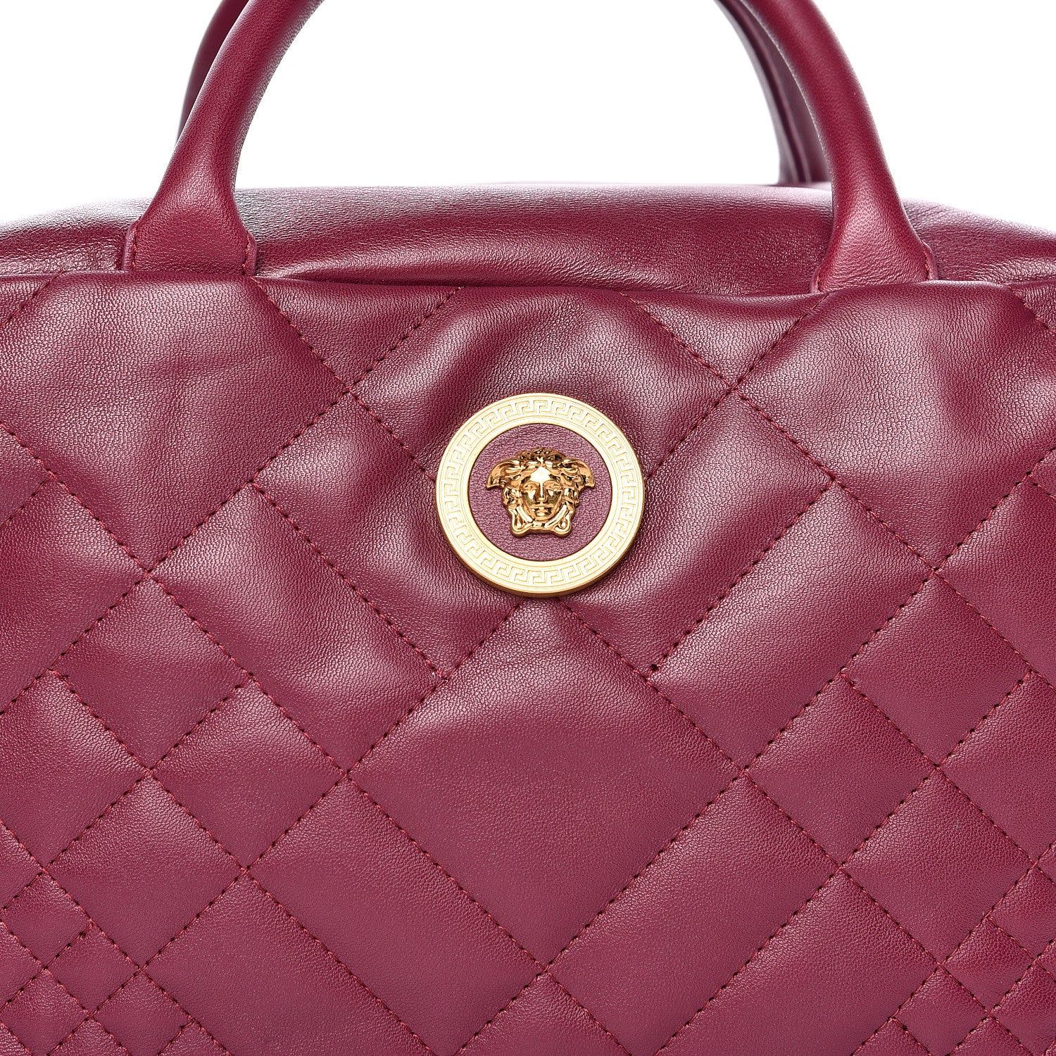 Versace Nappa Quilted Icon Bowler Burgundy 12 of 12