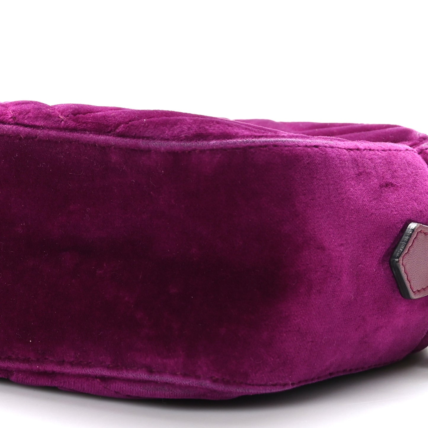 Velvet Matelasse Small GG Marmont Chain Shoulder Bag Fuchsia Violet Cyclamen