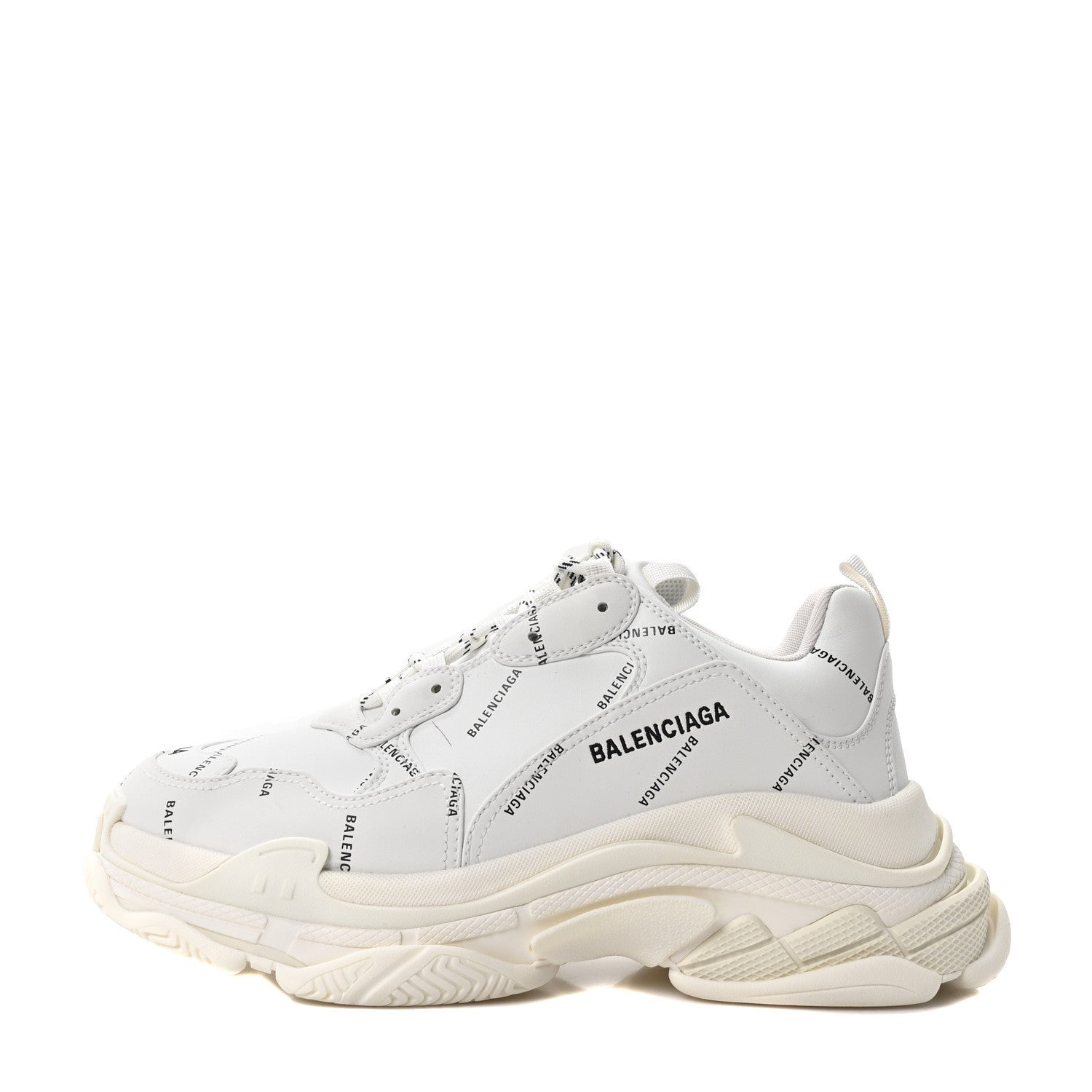 Balenciaga Technical Fabric Allover Logo Mens Triple S Sneakers 44 White Black 1 of 9
