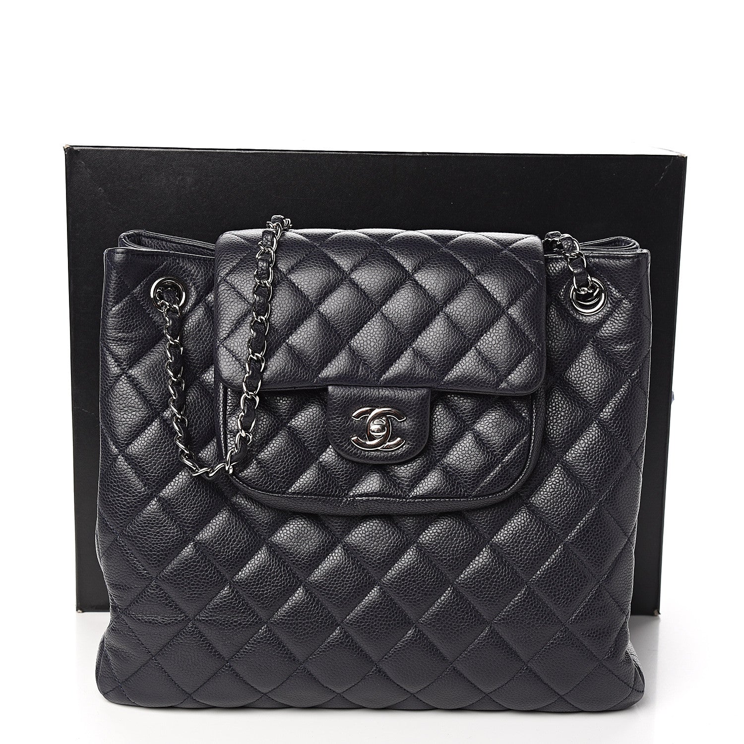 Chanel Caviar Quilted Flap Tote Marine 10 of 10