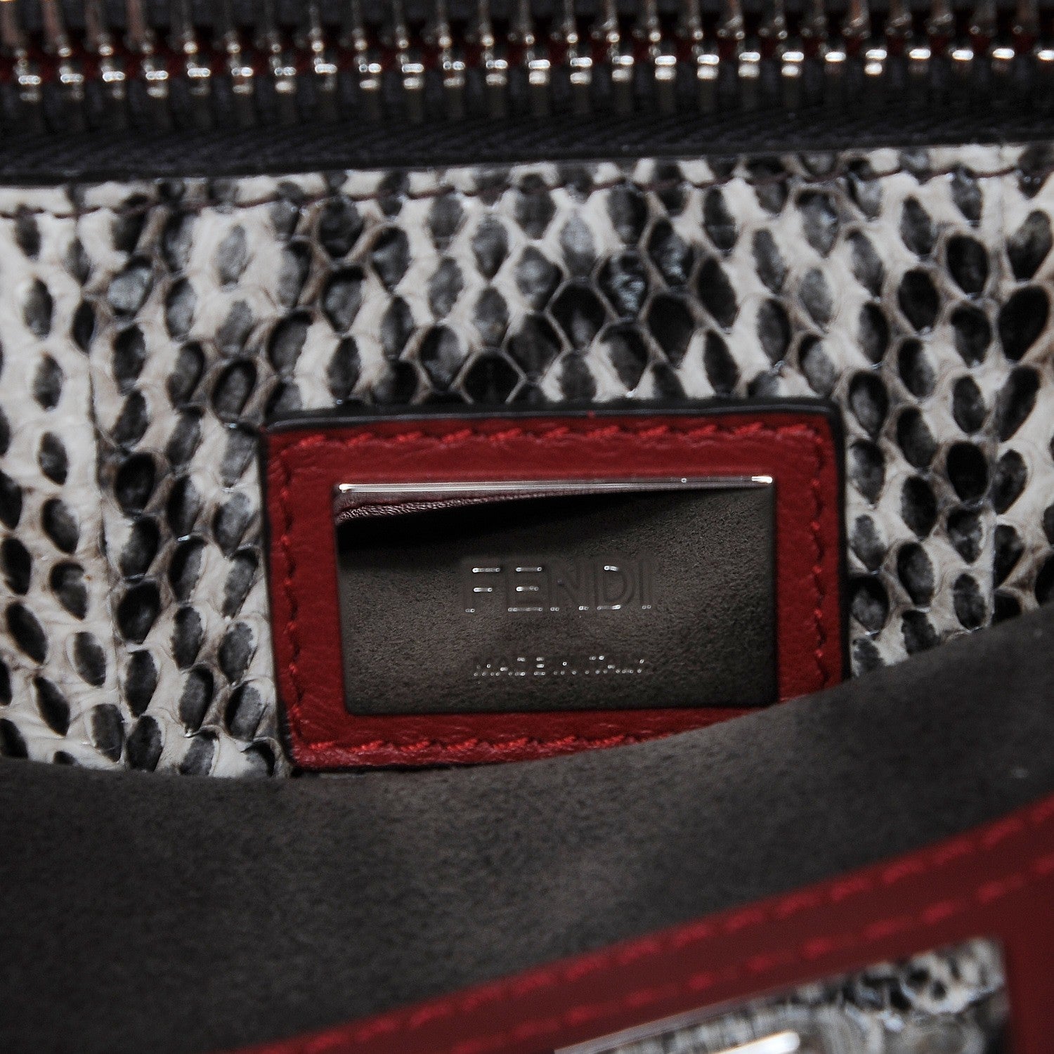 Fendi Vitello Seta Elaphe Crocodile Monster Eyes Medium Peekaboo Iconic Satchel Ribes Naturale 7 of 9