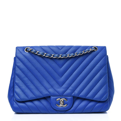 Chanel Lambskin Chevron Quilted Maxi Single Flap Blue 1 of 5