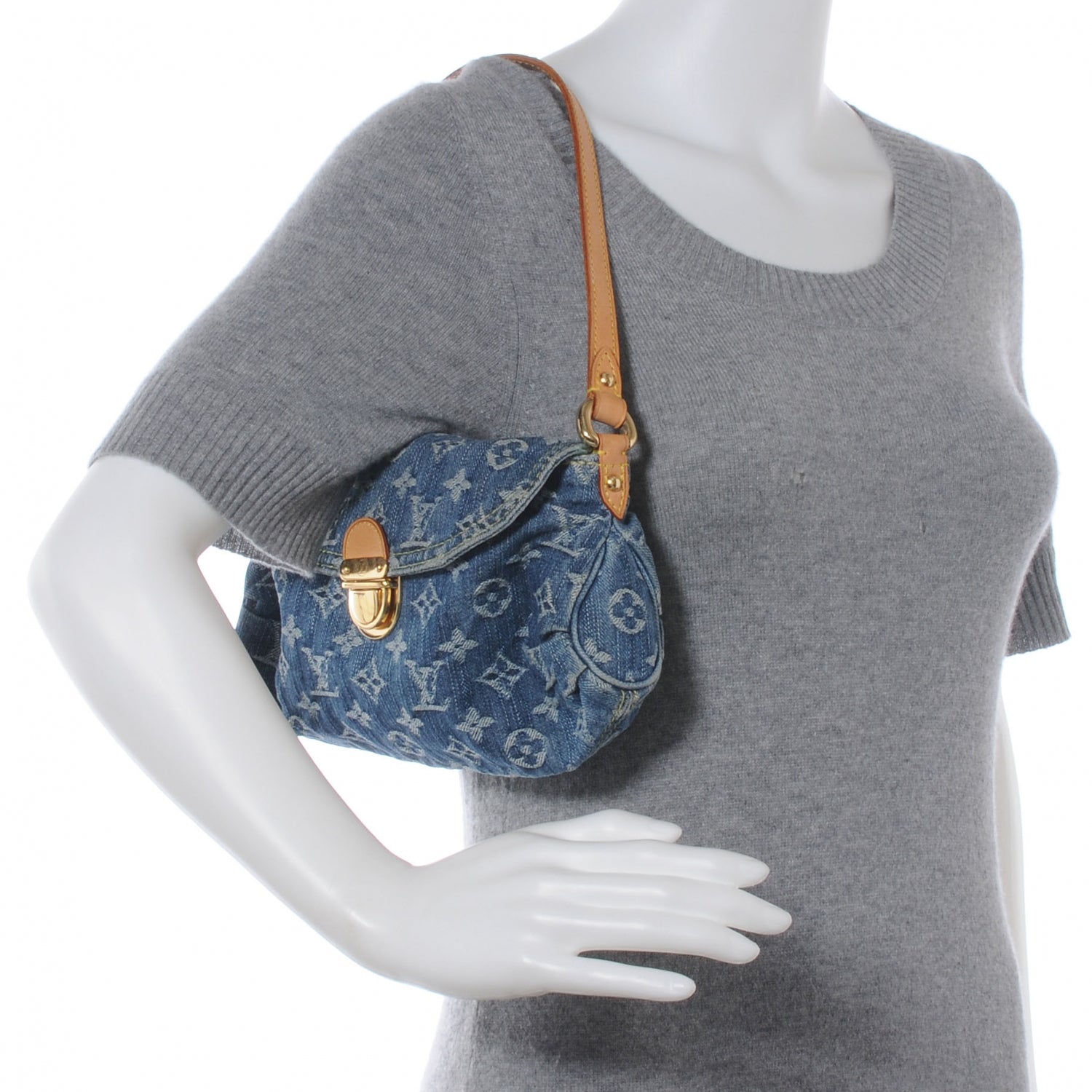 Louis Vuitton Monogram Denim Mini Pleaty Blue 2 of 7