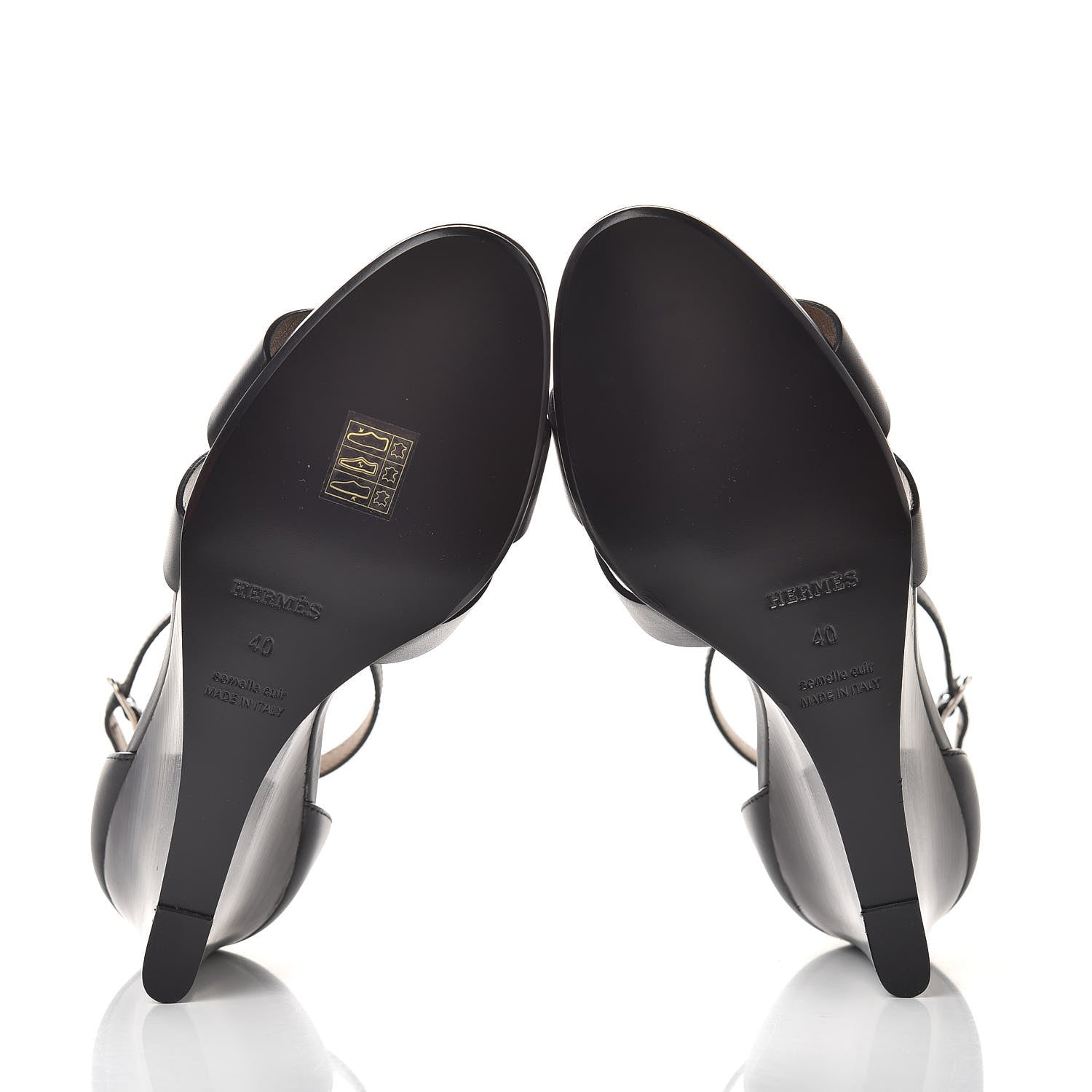 Hermes Calfskin Legend Wedge Sandals 40 Black 6 of 10