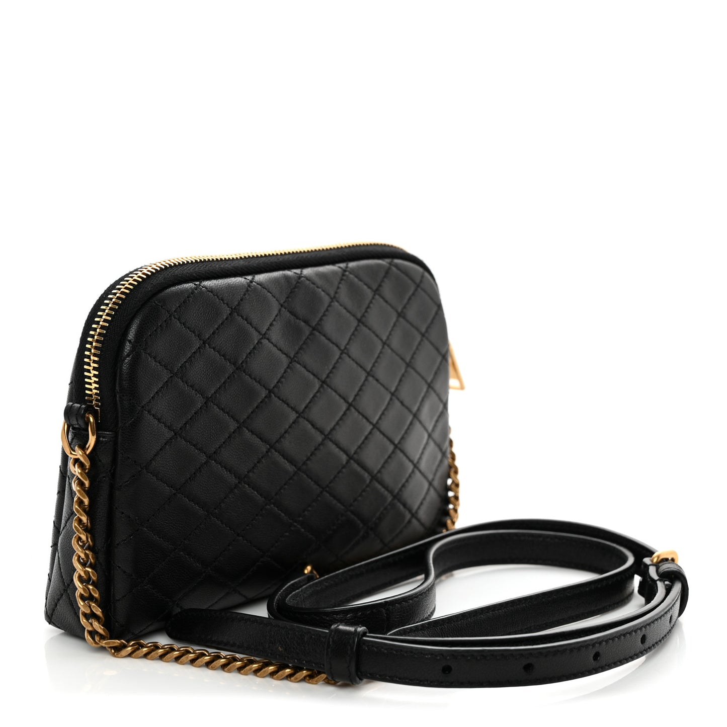 Lambskin Quilted Gaby Zipped Pouch Black