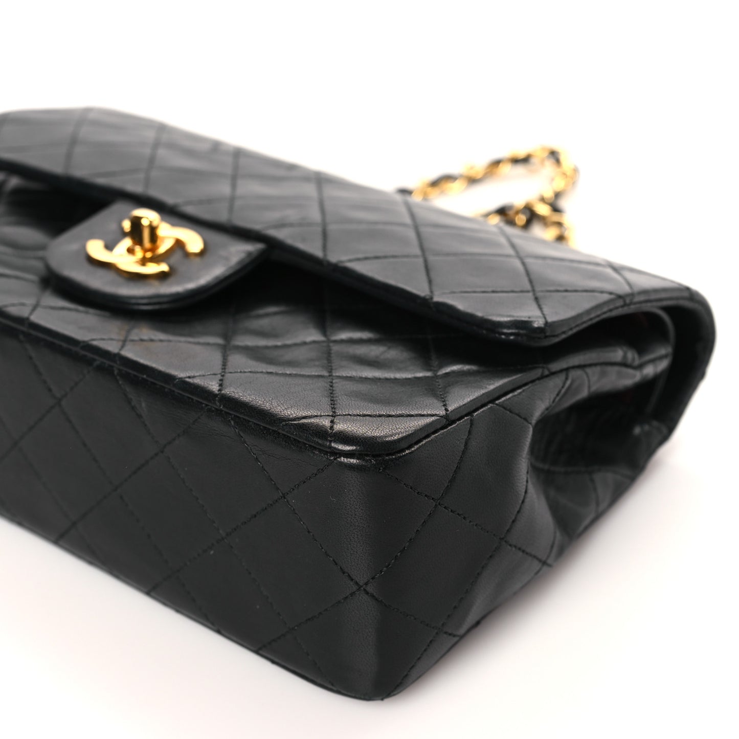 Lambskin Quilted Small Double Flap Black